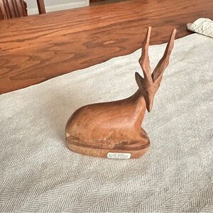 Handcrafted Wooden Antelope Figurine
